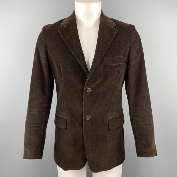 BARNEY'S CO-OP36 Black Corduroy Cotton Notch Lapel Double Buttoned Sport Coat